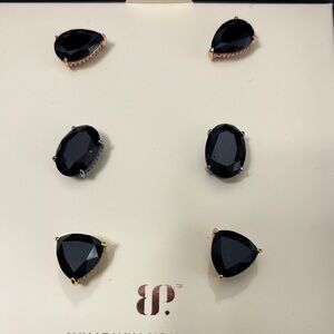Elegant Black Stone Earring Set